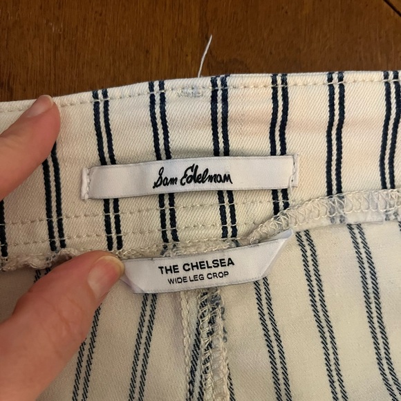 Sam Edelman Navy and White Striped Wide Leg Crop Pants - Picture 3 of 3